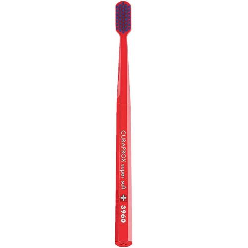 Curaprox CS 3960 Super Soft Toothbrush Πολύ Μαλακή Οδοντόβουρτσα με Εξαιρετικά Απαλές & Ανθεκτικές Ίνες Curen για Αποτελεσματικό Καθαρισμό 1 Τεμάχιο - Κόκκινο/ Μπλε